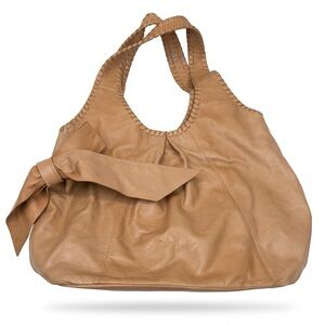 Talbots Tan Leather Hobo Tote Bag Carryall Magnetic Closure